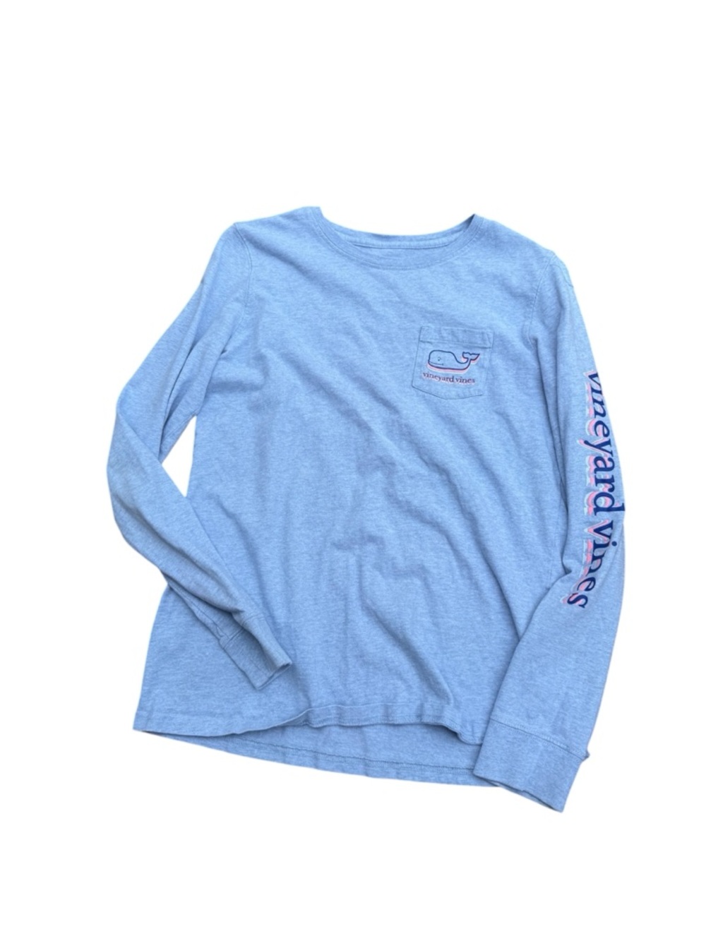 Vineyard Vines Light Blue Long Sleeve Tee with Pink Logo